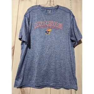 Ladies XL‎ Kansas Jayhawks T-Shirt Heather Blue Short Sleeve